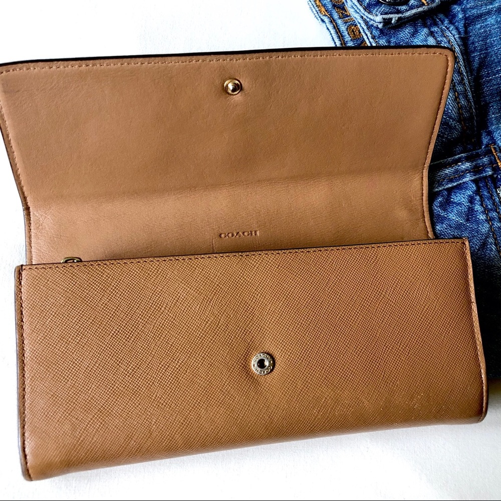 👜Coach Slim Brown Leather Envelope Wallet👜 - Picture 3 of 7
